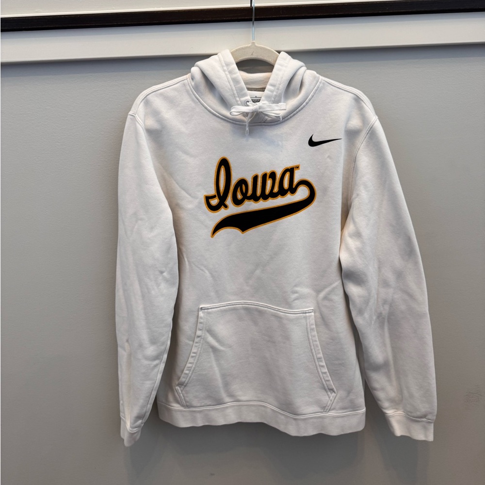 Nike White Hoodie with Black and Gold ‘Iowa’ Script